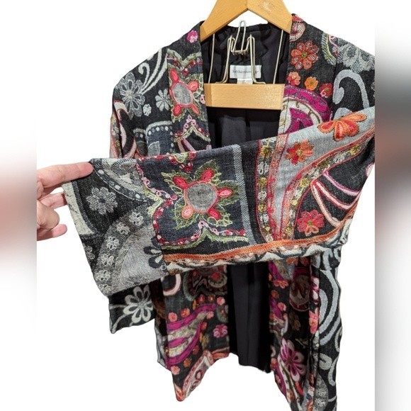Soft Surroundings 100% Wool Embroidered Jacket Size Medium - Picture 4 of 7